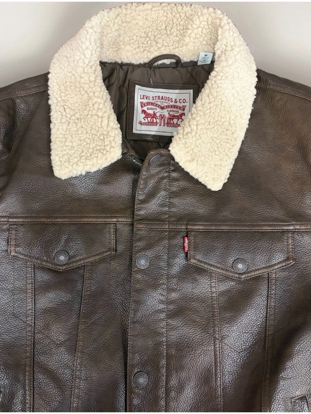 Levi's Brown men’s leather Sherpa Collar Jacket M NWOT